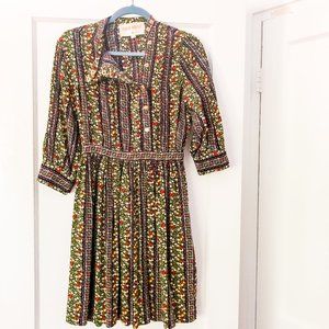 Lauren Moffatt Floral Silk Snap-Up Dress Sz 4